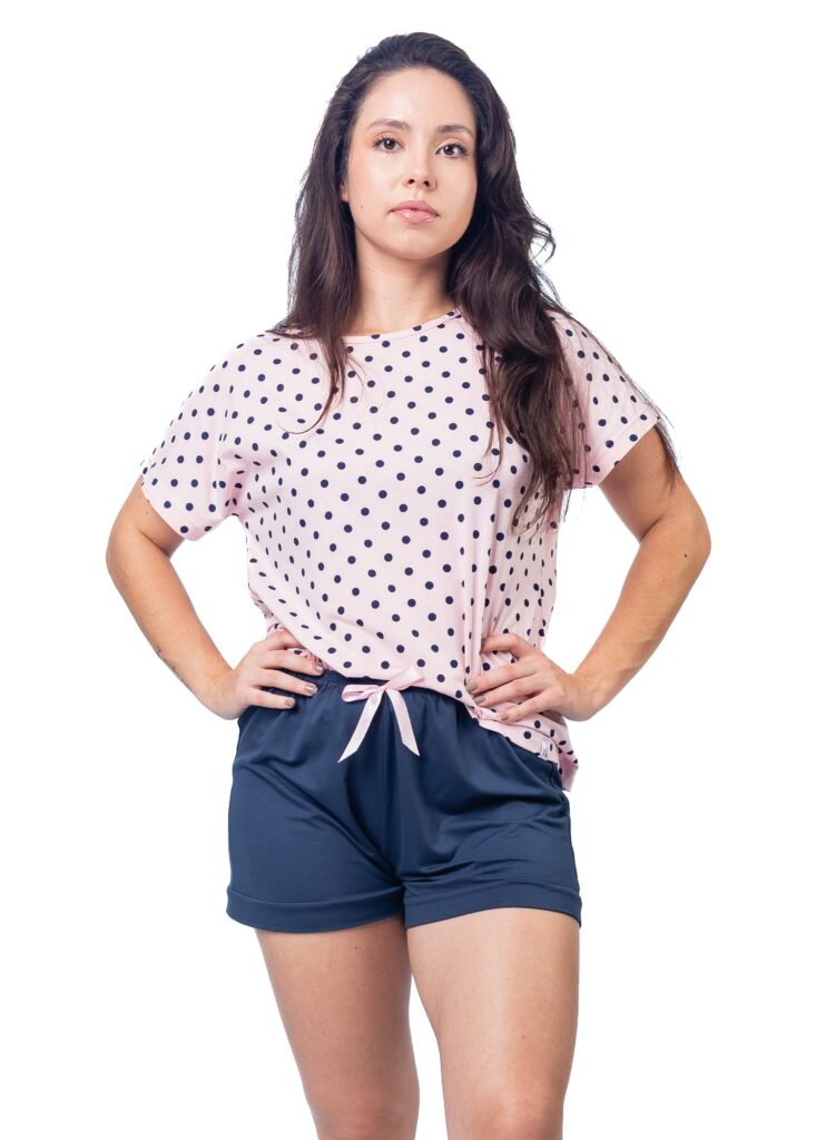 PIJAMA BOLINHA COM SHORTS MARINHO