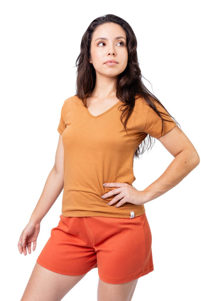 PIJAMA CANELA COM SHORTS LARANJA