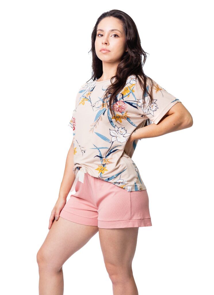 PIJAMA FLORAL COM SHORTS ROSÊ